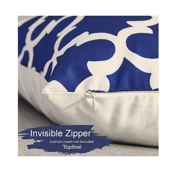 New Canvas Blue and Beige Pattern Pillow Covers pk of 4 ( 17×17") - Picture 5 of 8